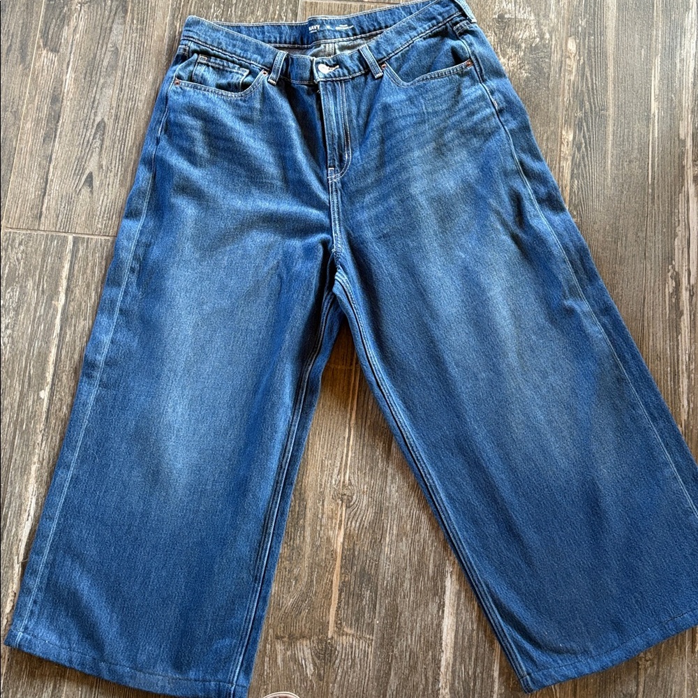 Old Navy High-Rise Baggy Wide Leg Jeans - Dark Blue size 14 worn once